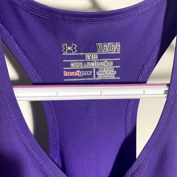 Girls Purple Under Armour Muscle Tee Kids Large - Picture 4 of 7